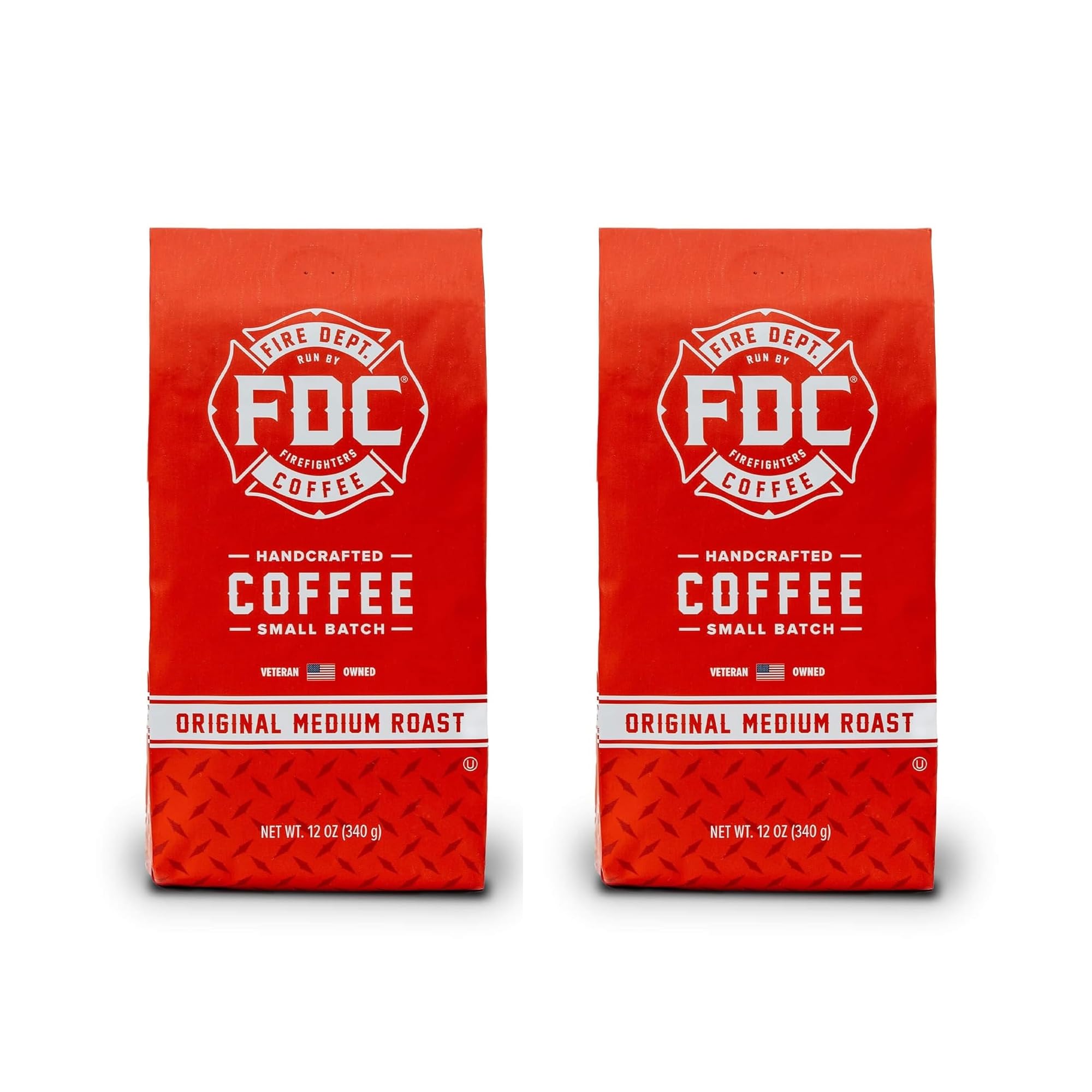 Fire Department Coffee - Gives Back to Firefighters - Original Medium Roast Ground Coffee - Balanced & Smooth - Roasted in the USA - Veteran Owned (12 oz, Pack of 2)