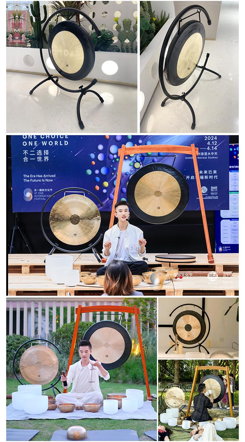 110cm, Marco de Gong con Estructura en C, es el Accesorio Gong. Hay Diferentes tamaños para Elegir, para Terapia de curación con Sonido, Soportes para Gong de meditación