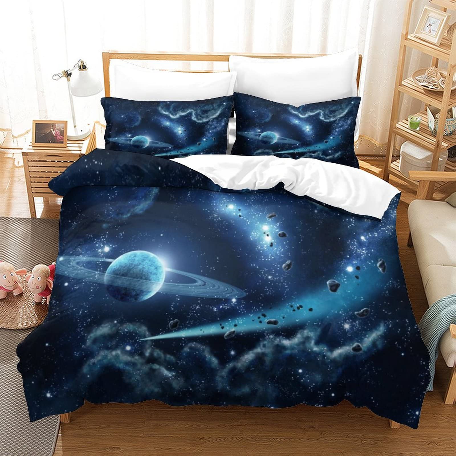 Housse de couette 3D galaxie pour chambre d'ado et adulte, literie microfibre douce 200x200