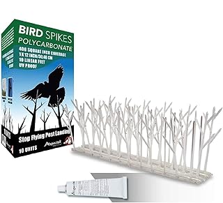 Aspectek Plastic Polycarbonate Bird Spikes Kit with Adhesive Glue, Pigeon Repellents Covers 10 Feet