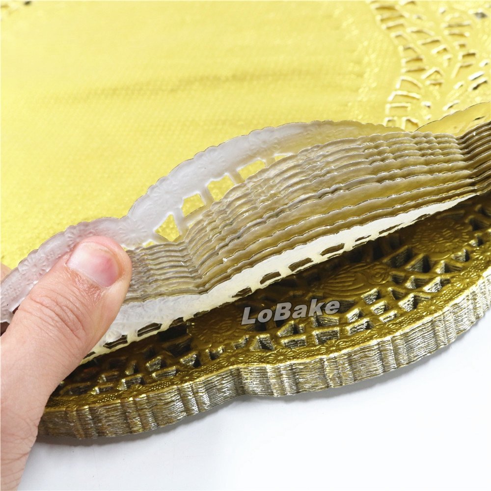 lobake 13,5 cm Golden Color redondo para encajes en papel blondas Pan manteles individuales boda lugar alfombrilla parte de mesa accesorios 100 piezas/Unidades