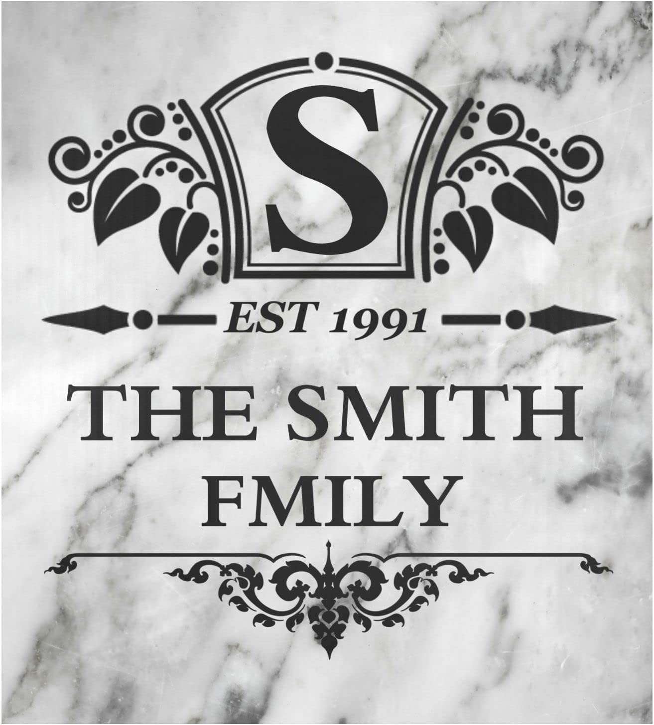 Custom Family Name Marble Texture Dishwasher Magnet Cover Waterproof Magnectic Sticker Refrigerator Magnets Decor Personalized Fridges Door Magnet Sticker for Mom's Gift Kitchen Decorative 23"x26"