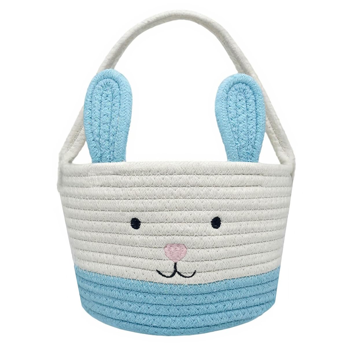 Easter Bunny Basket with Handle Easter Baskets for Kids Baby Gift Egg Buckets Gifts Egg Hunt Basket for Boys Girls Toddler Babies Infant (Blue)