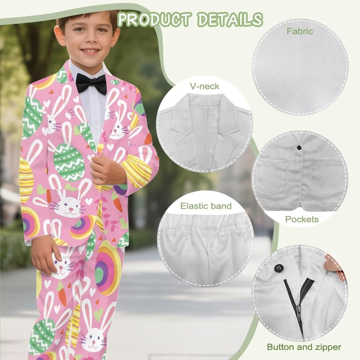 Boy Suit Tuxedo Kids Formal Suits with Pockets & Button Size 5-14 Years