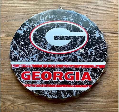 Miniatura 4 de FOCO Cartel de pared de la Universidad de Georgia Bulldogs de 13 pulgadas con tapa de botella envejecida de metal envejecido, edición limitada,