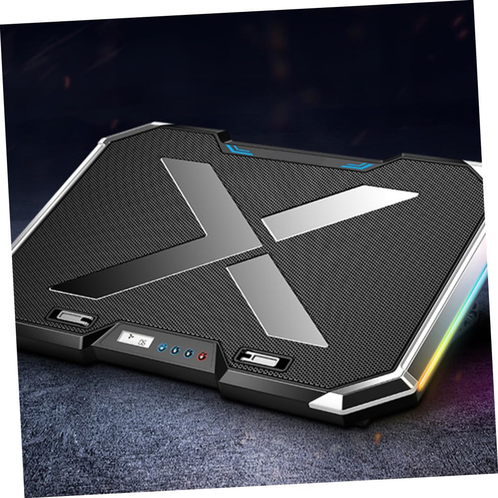 HOMSFOU Almohadilla de Enfriamiento Base Refrigeradora Negra de Aleación Luz RGB Ajuste de 7 Ángulos y Efecto de Enfriamiento para Computadora Portátil Gaming