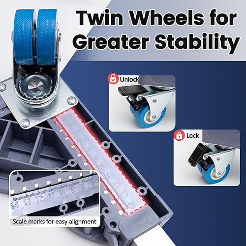 Miniatura 3 de Soporte para muebles con ruedas de bloqueo, soporte ajustable para lavadora, secadora, refrigerador