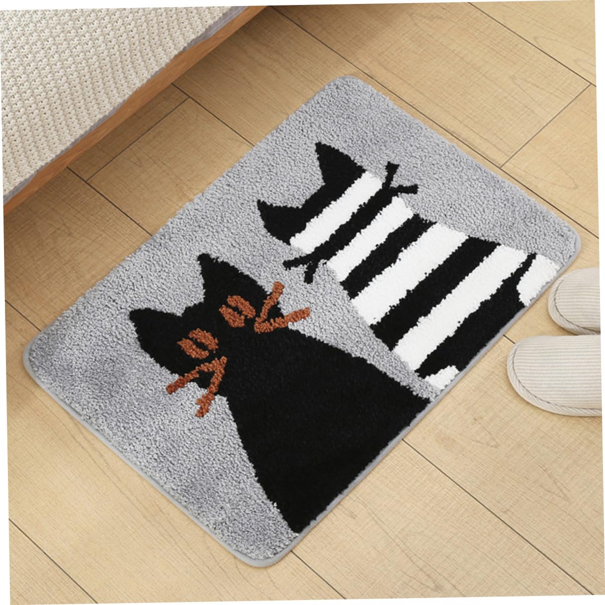 Rutschfester Badezimmerteppich mit Katzenmuster, Wasserabsorbierend