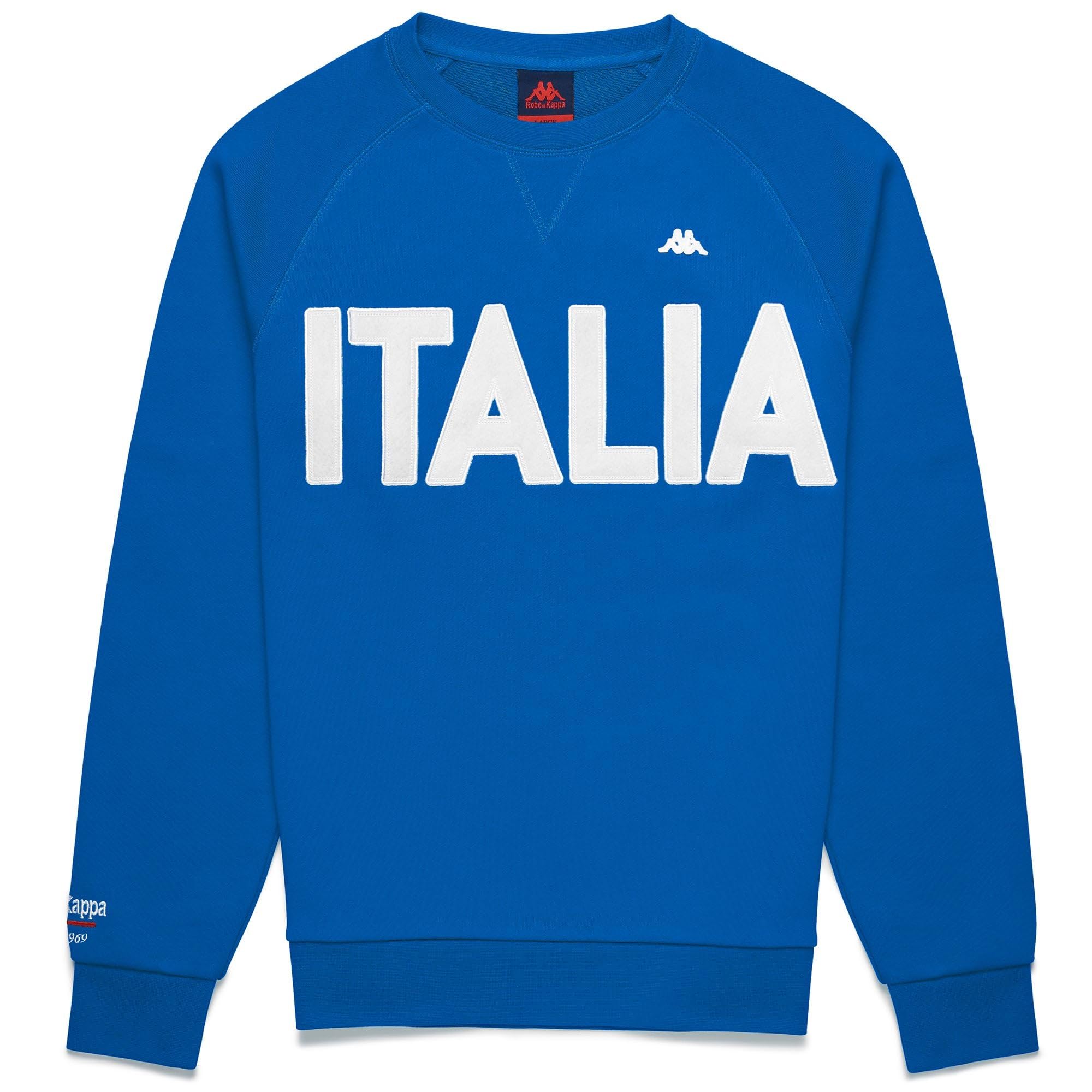 Kappa - Felpa, Uomo, Cotone, Casual, Modello: Eroi Round Italia