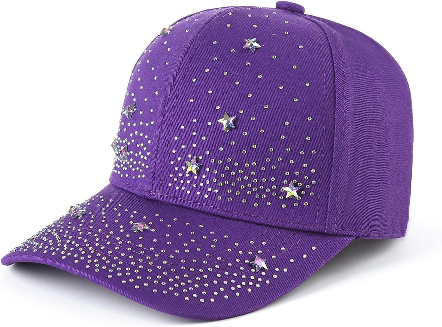 Studded Rhinestone Baseball Cap Bun Ponytail Adjustable Hat Sparkle Bling Sun Hat Y2k Fashion Trendy Caps