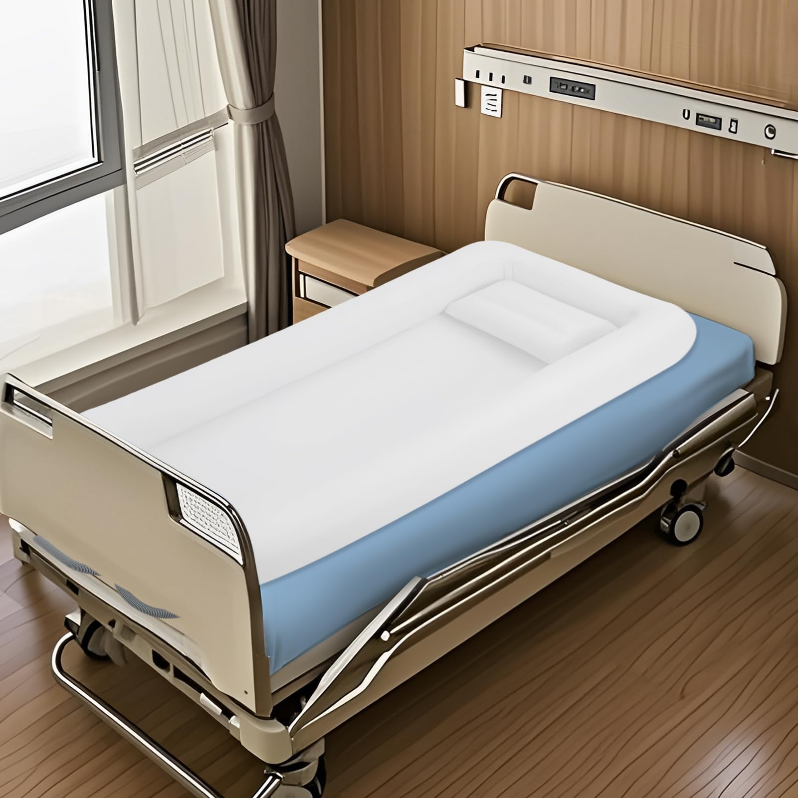 Vasca da bagno gonfiabile portatile pieghevole Beaudreaul per adulti in PVC con pompa ad aria elettrica lato letto doccia kit da bagno per anziani, donne incinte e pazienti