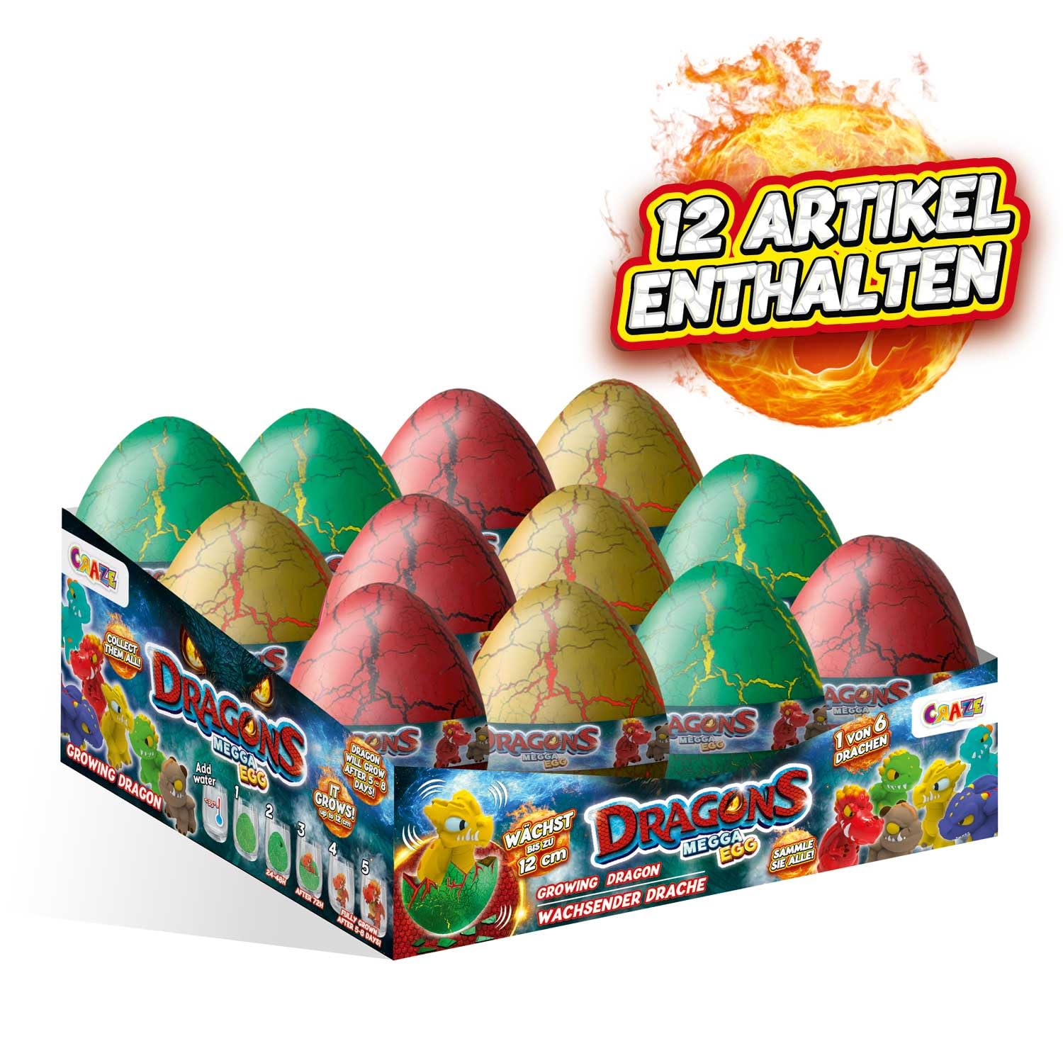 Mini Dragons – 12er-Set Drachen Eier zum Schlüpfen & Wachsen | 6 Verschiedene Drachen Überraschungen | Magisches Dragons Spielzeug | Ostergeschenke Kinder