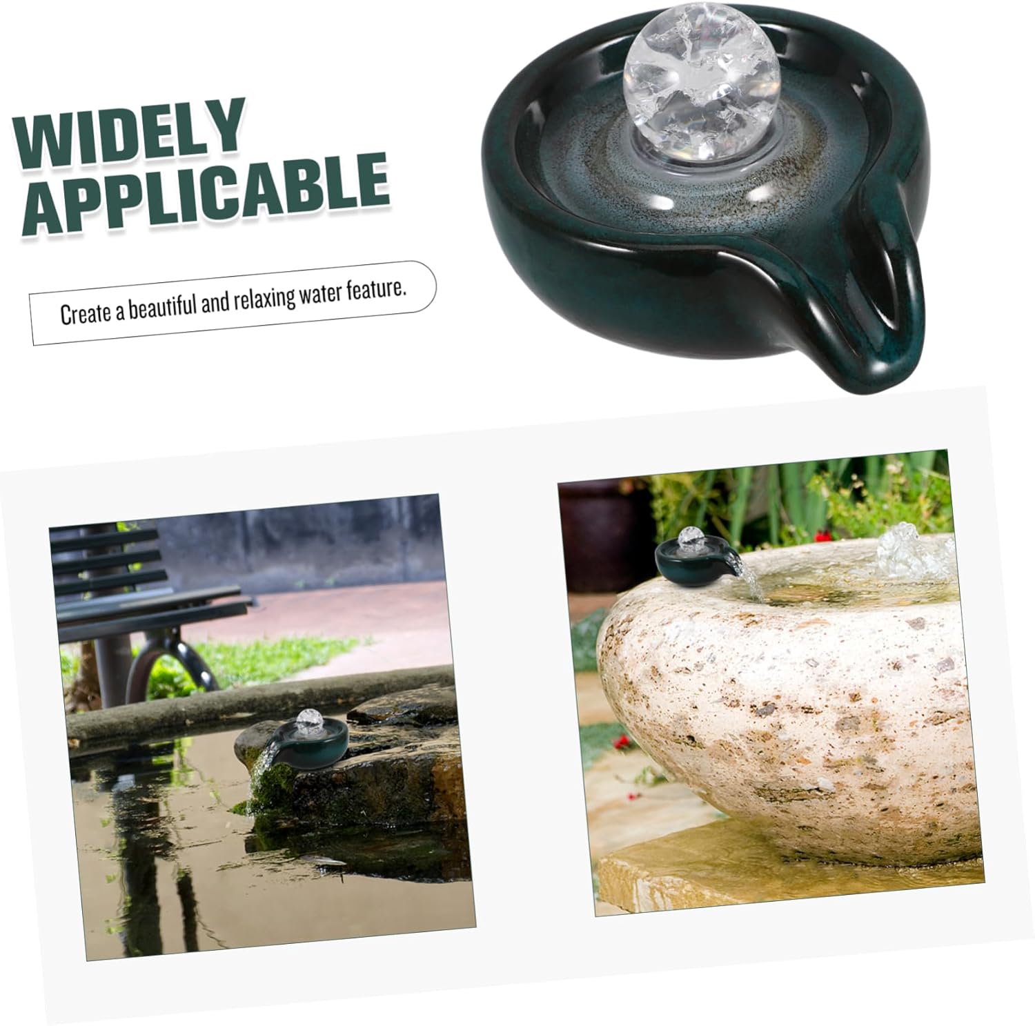 Happyyami Ceramic Outdoor Fountain Outlet Accessory for Garden Waterfall Decorative Water Feature Circulating Fountain Spout for Landscape Decor