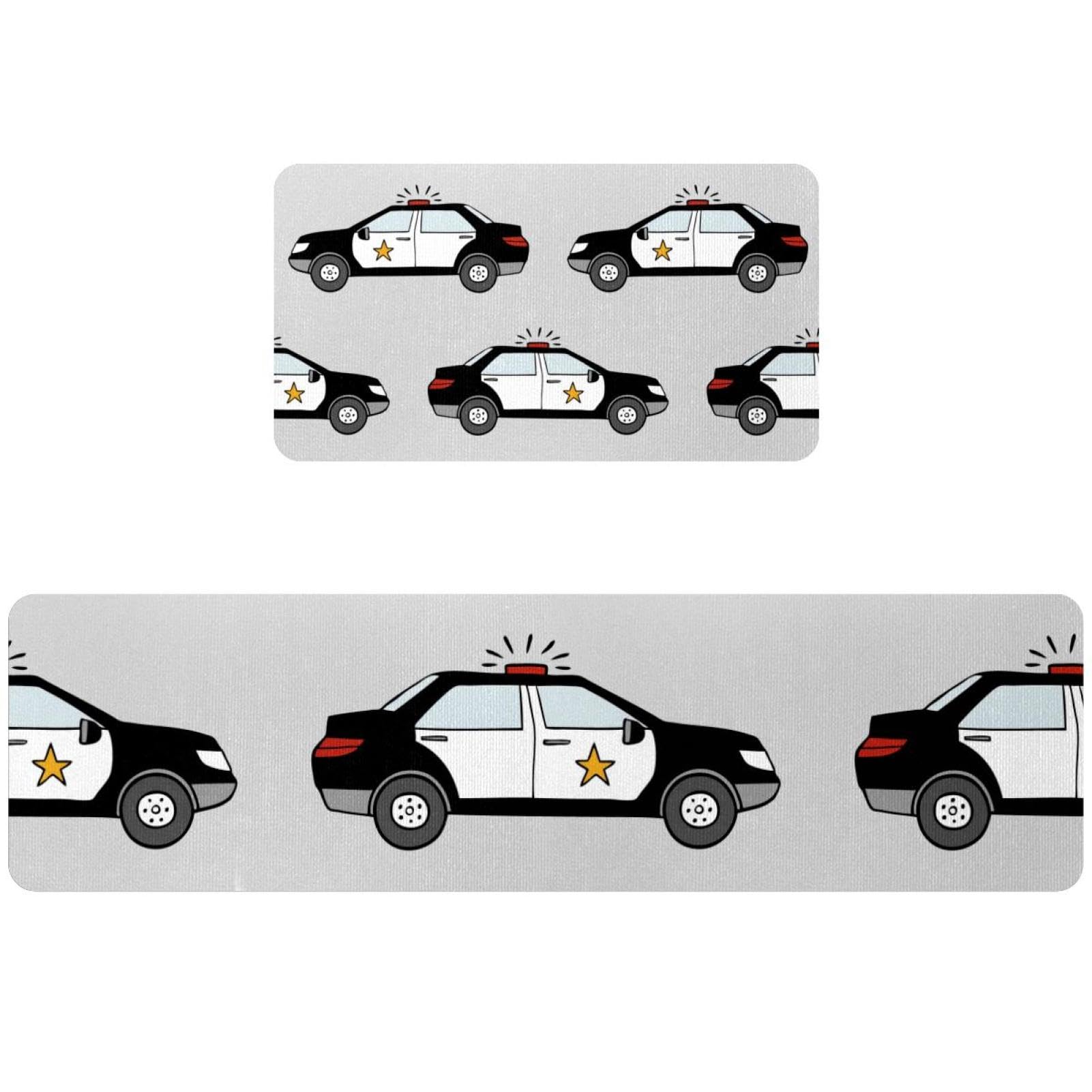 Tapis de cuisine antidérapants lavables lot de 2 tapis couloir buanderie police