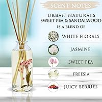 Vista 3 de Urban Naturals Sweet Pea & Sandalwood Reed Diffuser Set Made with Essential Oils & Real Botanicals White Florals, Jasmine, Sweet Pea, Juicy