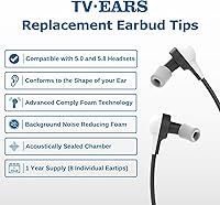 Vista 4 de TV · EARS Genuine Replacement Earbud Tips for Original 4 Pairs, Digital & 5.8 Digital TV Ears Headsets, 1 Year Supply of Ear Tips Replacement, Gray