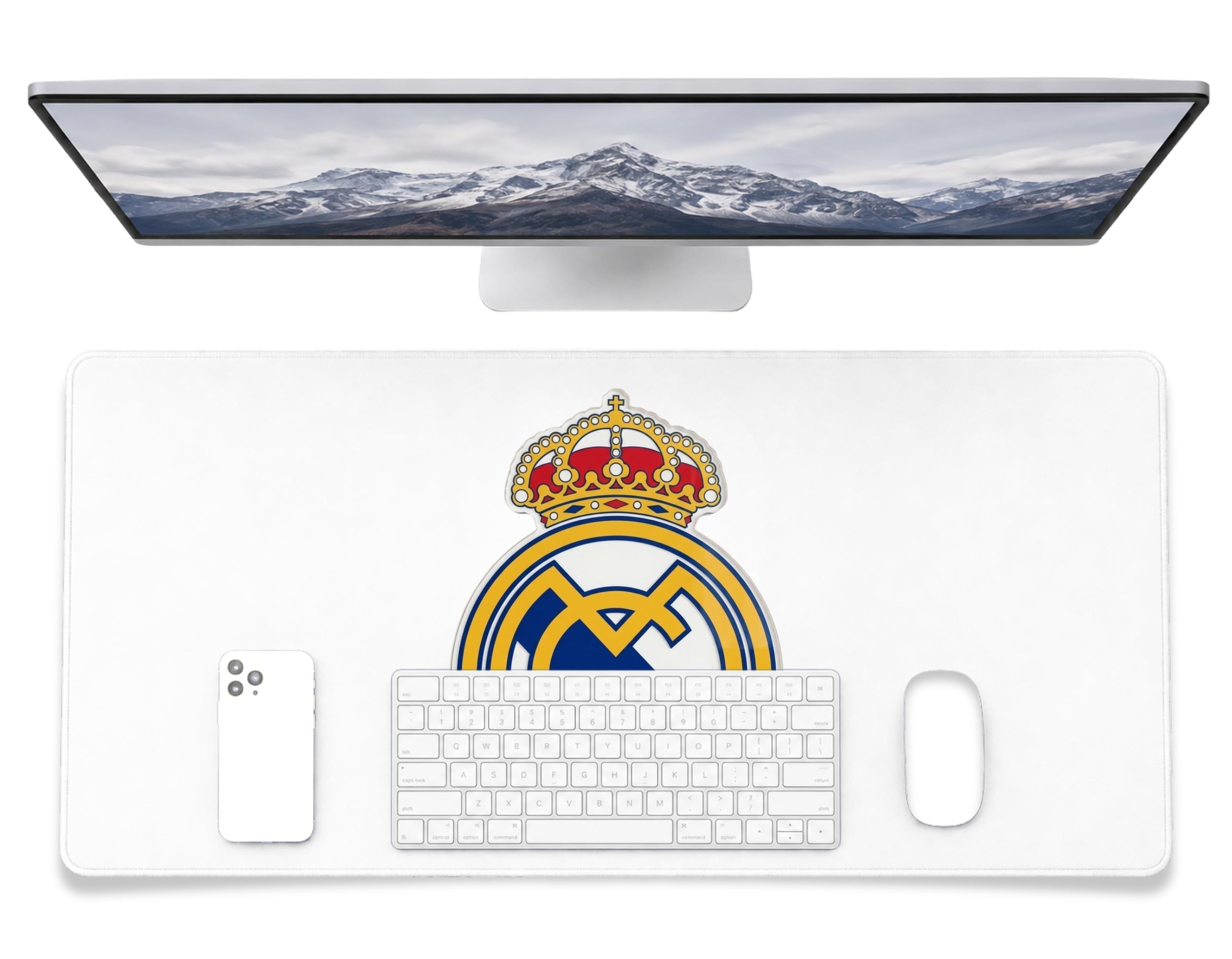 Fan Decor Real Madrid Desk Mat 35x60cm - Desk Protector Mat Non Slip, Durable, Easy Clean Desk Pad - Mousemat for Desktop, Gaming, Office Accessories, Mousepad - Real Madrid Gifts for Men & Boys