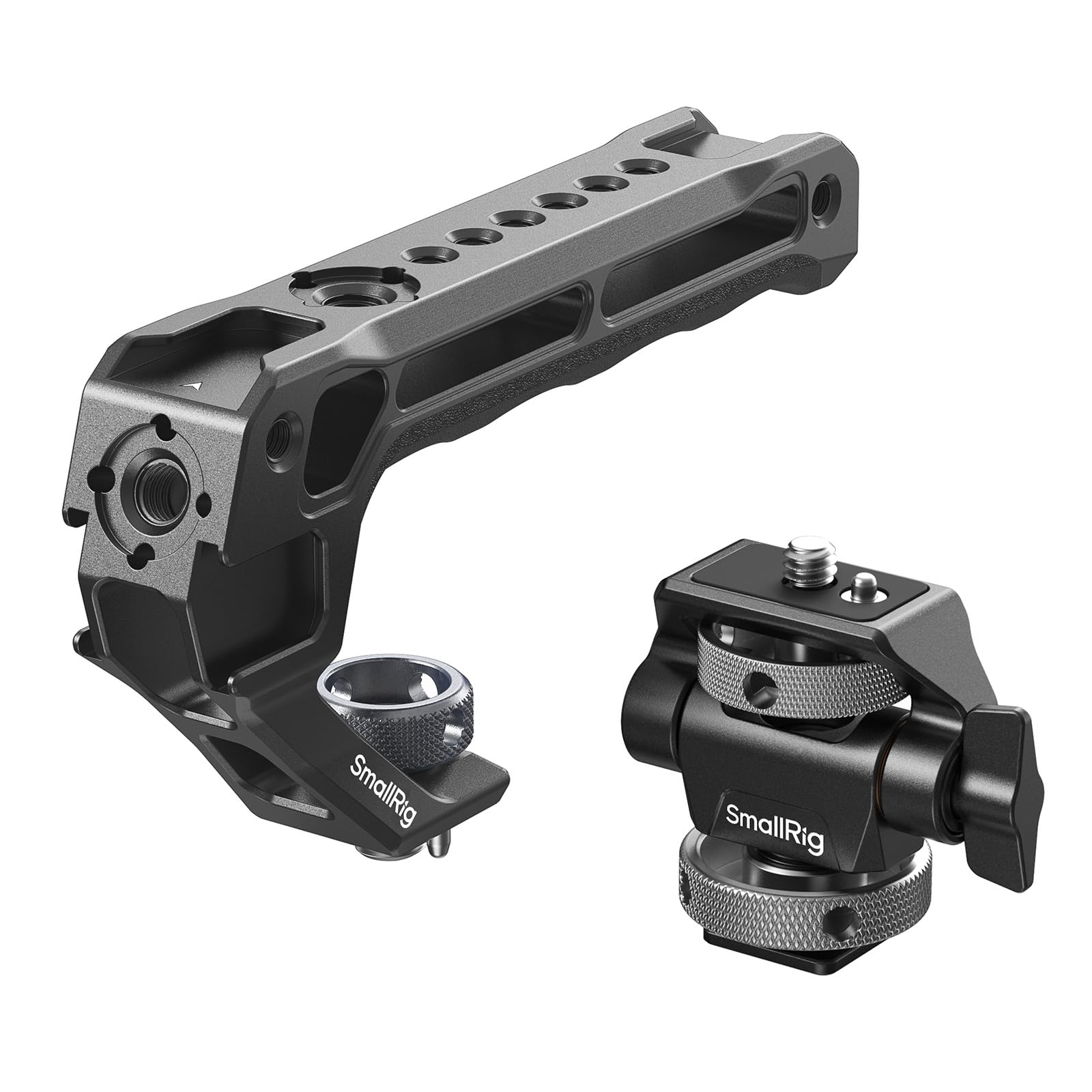 SMALLRIG Top Handle with Monitor Mount Kit, with 3/8"-16 Locating Holes for ARRI, 5 Built-in Cold Shoe, 360° Swivel and 180° Tilt Adjustable Monitor