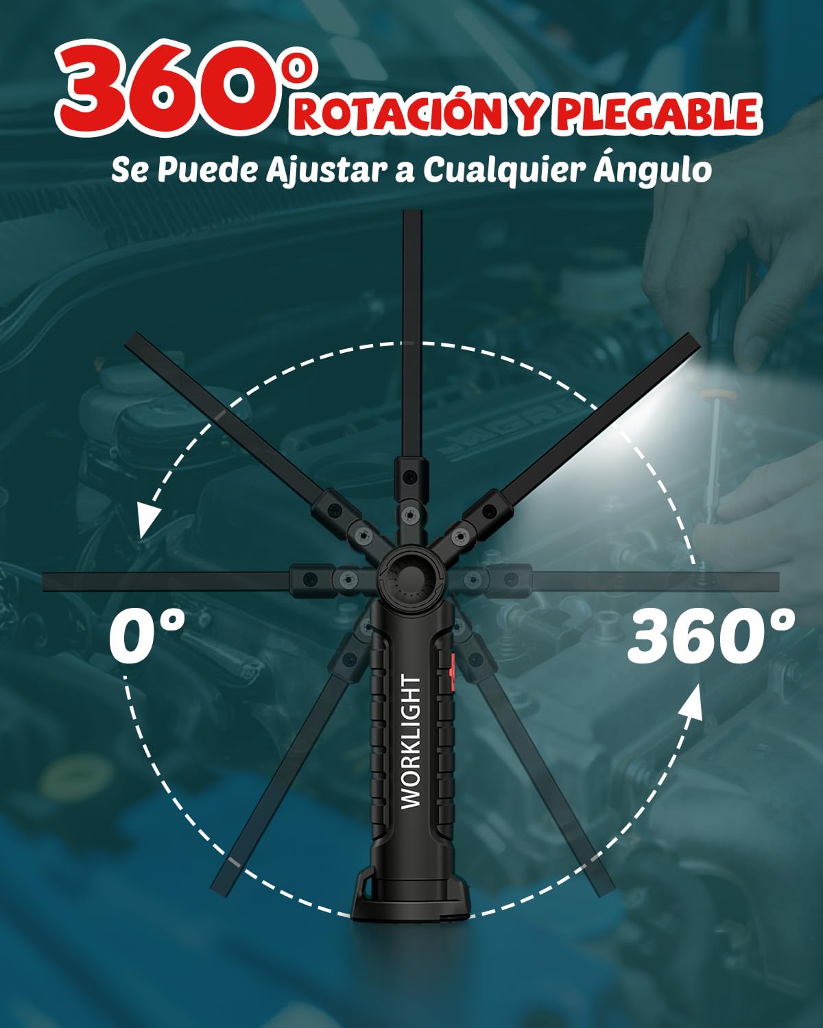 Coquimbo Regalo Hombre Linterna Taller LED Recargable, Linterna Portátil de Trabajo Lámpara de Inspección con Magnética Base y Gancho para Taller Cámping Emergencia(2 Piezas, Negro)