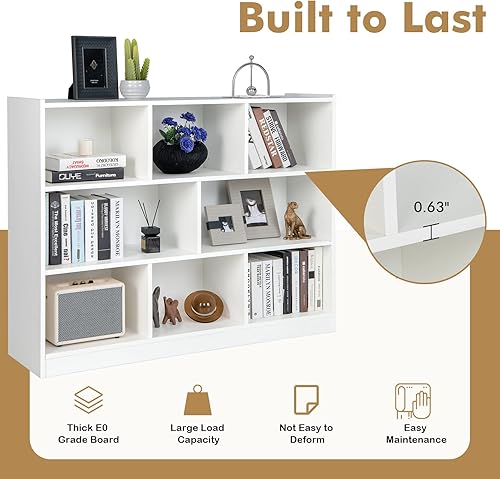 Miniatura 6 de SILKYDRY Estantería organizadora de 8 cubos, estantería abierta de 3 niveles, armario de almacenamiento horizontal con dispositivo anti-inclinación,