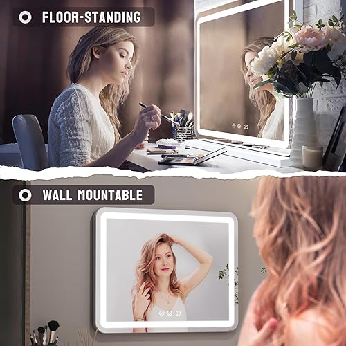 Miniatura 4 de ZL ZELing Vanity Mirror with Lights, 23 Inch Large Makeup Mirror with LED Lights, Smart Touch Dimmable 3-Color Light, Memory Function, USB Charging