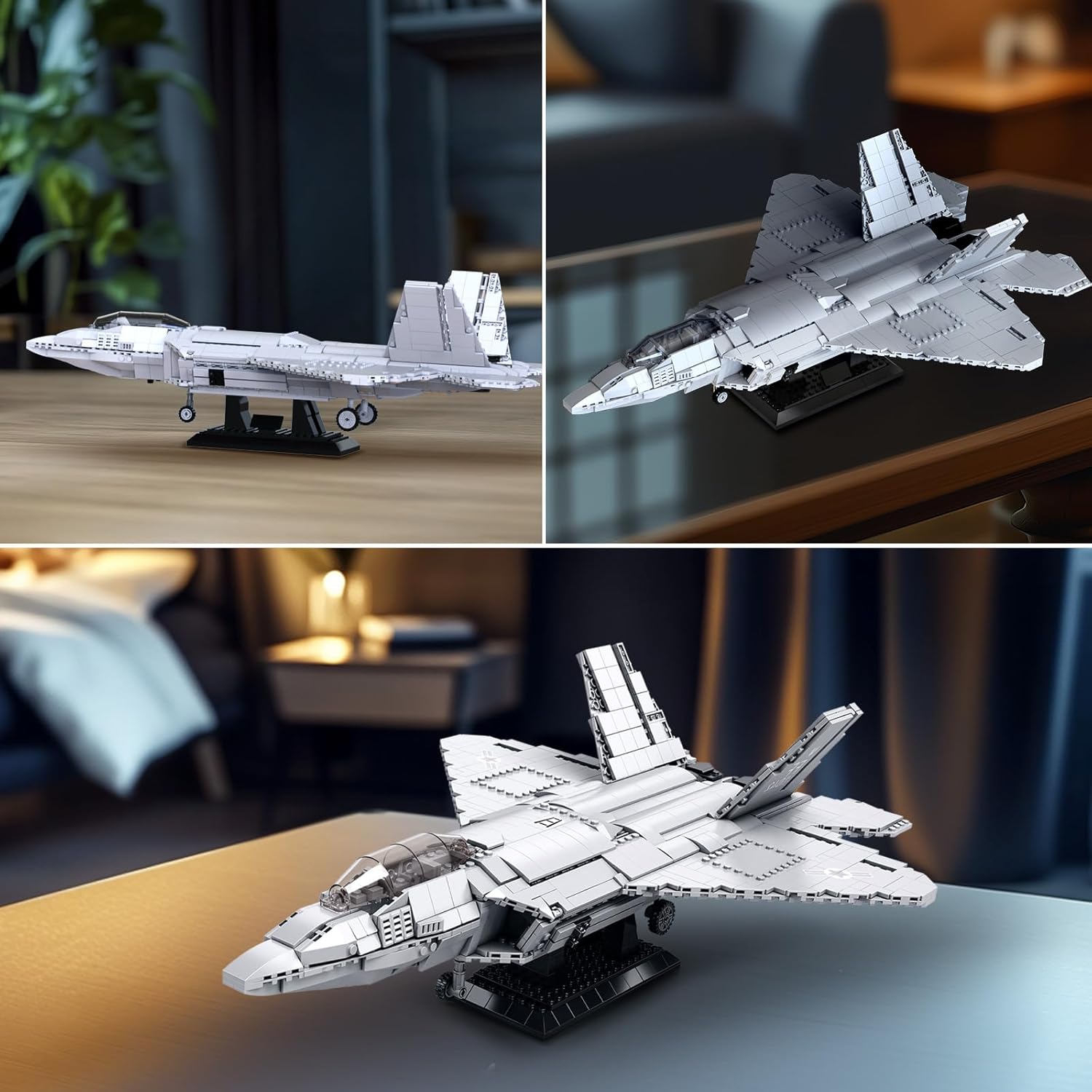 Brihappen Military Airplane Building Block Set for Adult Boys (1837Picece), F-22 Raptor Fighter Jet Model for Home Office Collection, Fighter Jet Building Toy, Birthday Gifts for Building Blocks Lover