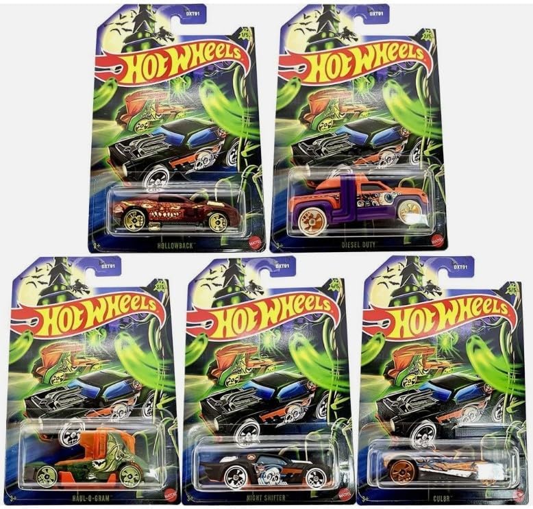 Hot Wheels 2025 Fall Halloween Mix Diecast Cars Set, 1:64 Scale, 5 Pack Collection