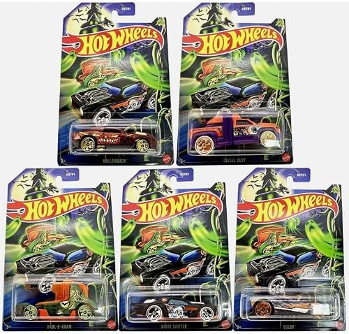 Hot Wheels 2025 Fall Halloween Mix Diecast Cars Set, 1:64 Scale, 5 Pack Collection