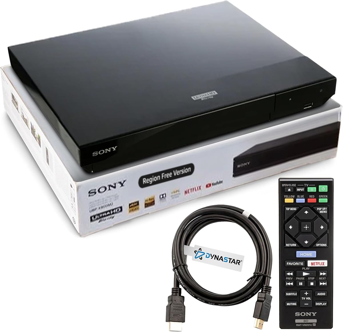 Region Free 4k UHD Blu-ray Player Compatible with Sony UBP-X700M | Multi-Region Code Free | UHD 4K Playback, Blu-ray Zone A, B, C Plus DVD Region 0-8 | 3D, WiFi, 4K Upscaling | Dynastar 6FT HDMI