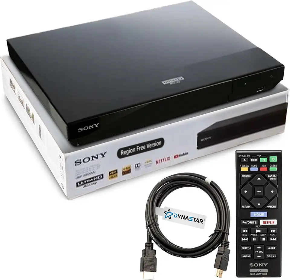 Dynastar Leitor De Blu-Ray 4K Uhd Sem Região Compatível Com Sony Ubp-X700M, Código Multirregional Sem Registro, Reprodução Uhd 4K, Blu-Ray Zona A, B, C Mais Dvd Região 0-8, 3D, Wi-Fi, Upscaling 4K,