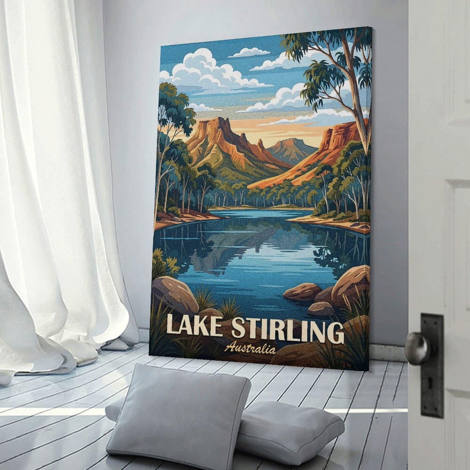 Junmoney Lake Stirling Australia Landscape Art Canvas Art Print 24x36inch(60x90cm), for Front Hall, Corridor Or Welcome Spaces, Home Artwork for First Impressions