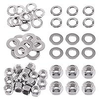 Vista 1 de Swpeet 45 piezas de tuercas de bloqueo hexagonales de acero inoxidable SAE 304 de 1/2"-13, arandelas planas de 1/2", kit surtido de arandelas