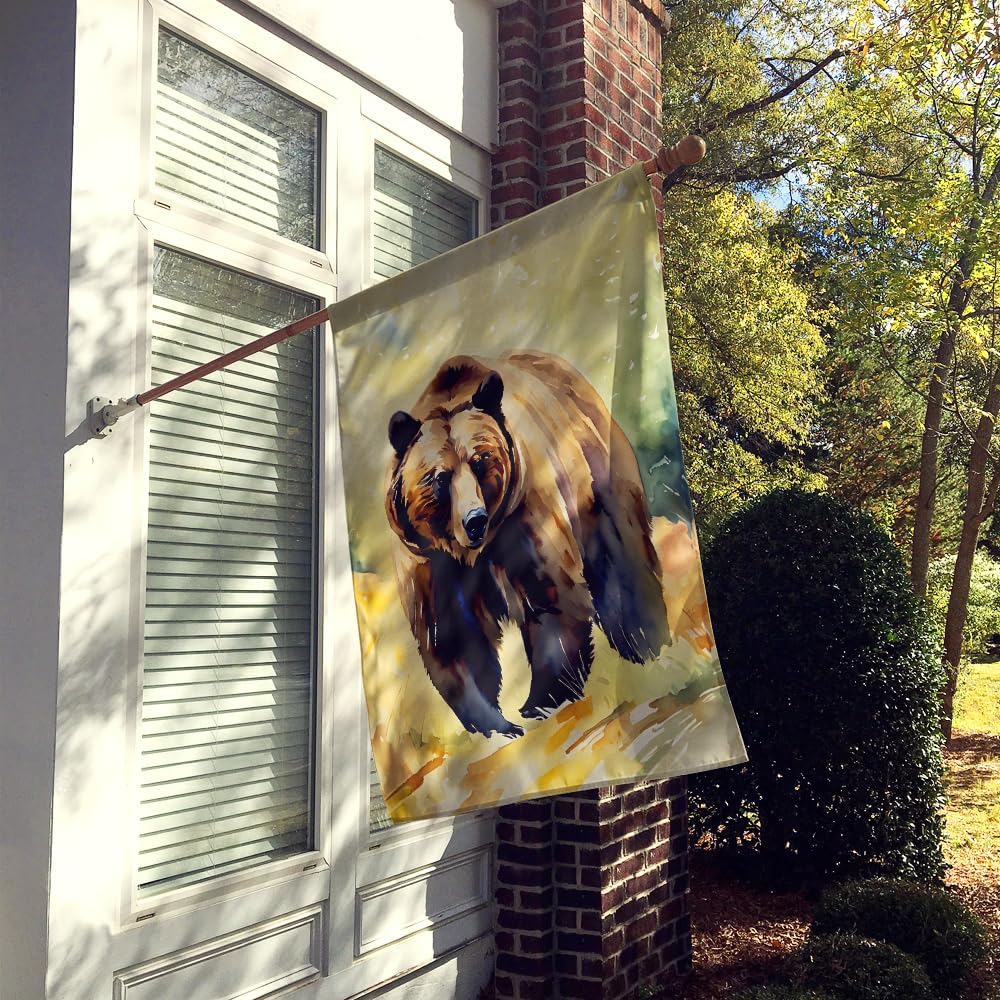 Caroline's Treasures Grizzly Bear House Flag Large Porch Sleeve Pole Decorative Outside Yard Banner Artwork Wall Hanging, Polyester, House Size, Multicolor