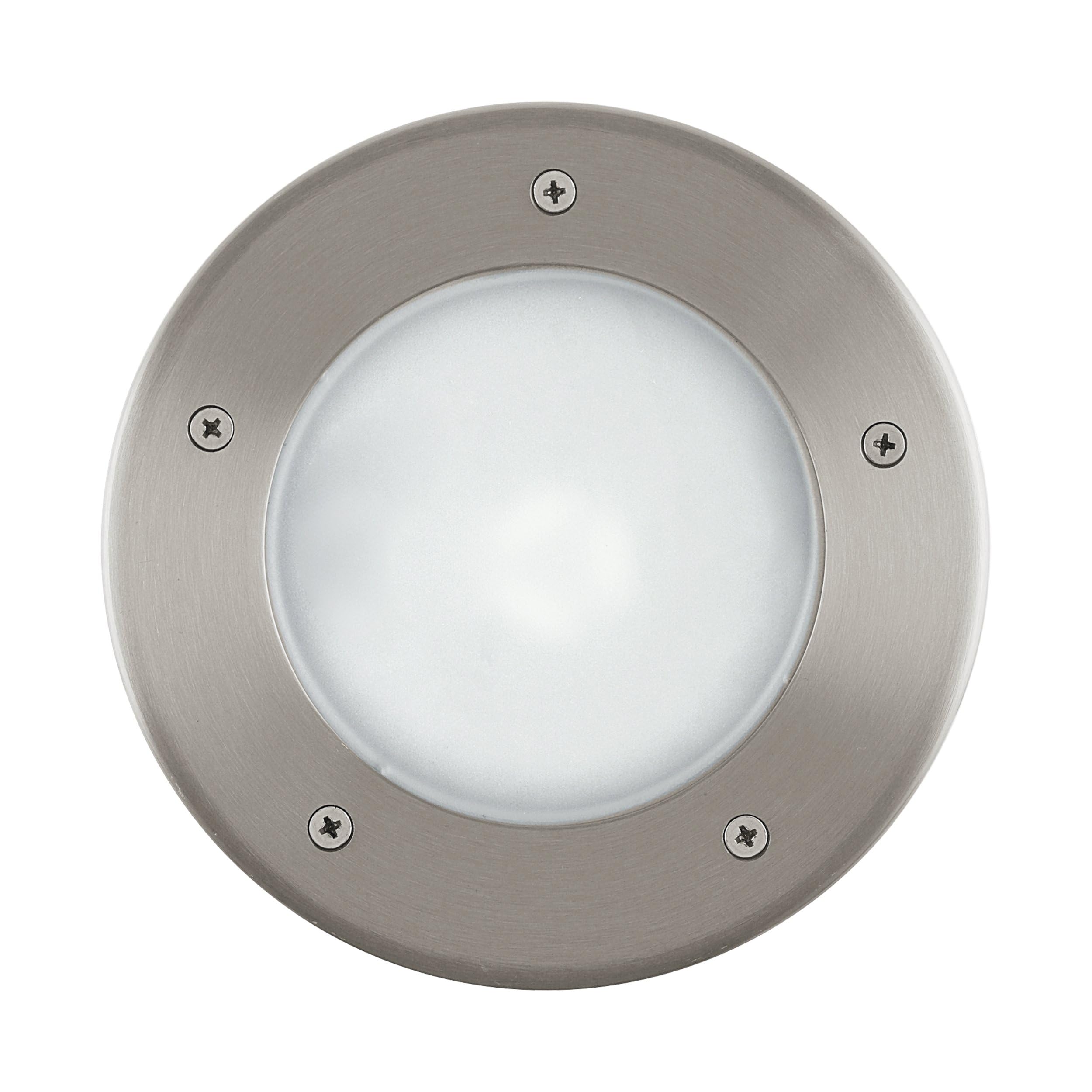 Eglo LED Bodeneinbauleuchte Riga 3 einflammige Einbauleuchte Wegelampe aus | Edelstahl Silber und Kunststoff Weiß E27 Fassung IP67