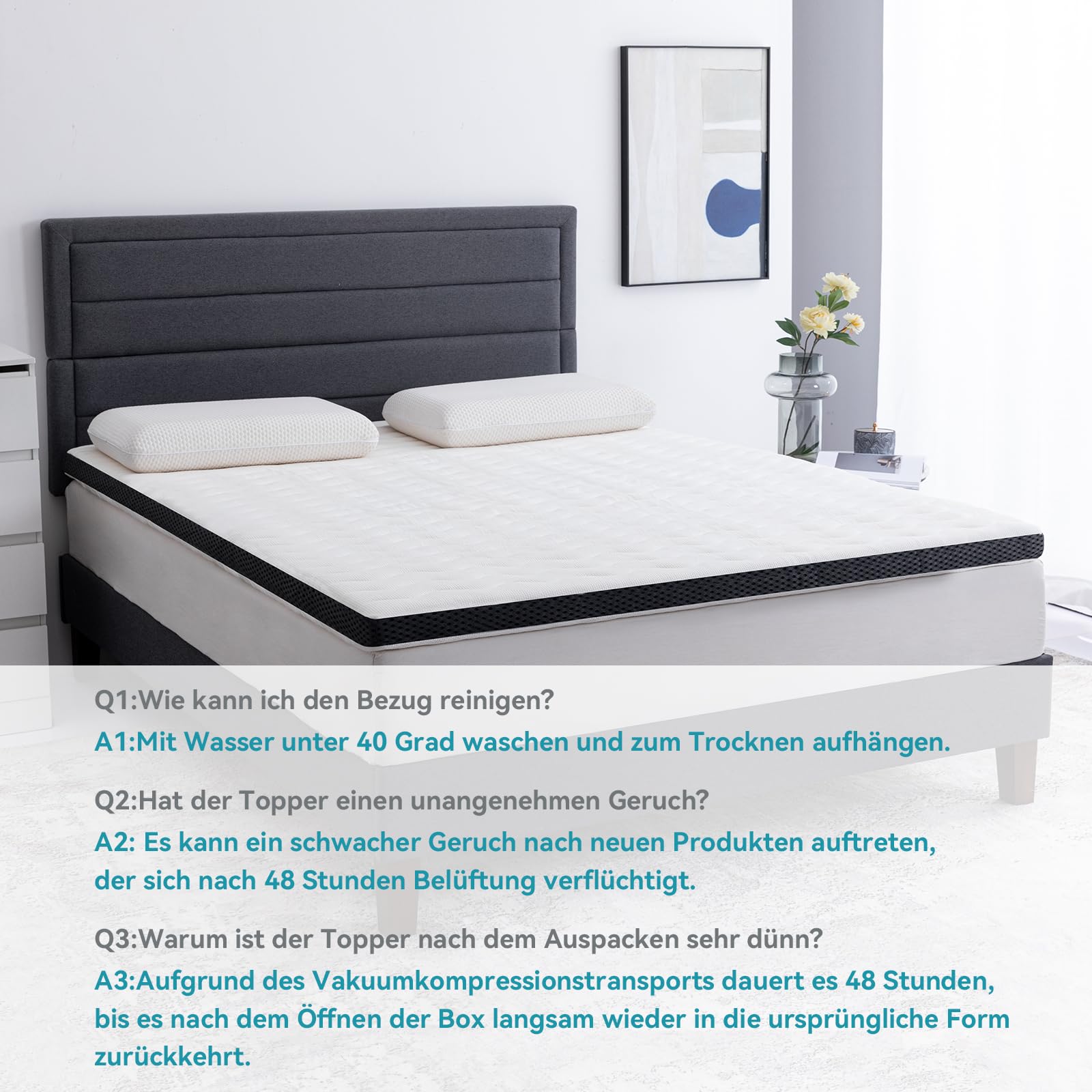Amazon Basics Comfort Memoryschaum Matratzenauflage, Plüsch, 180 x 200 cm, 7 cm Höhe, weiß
