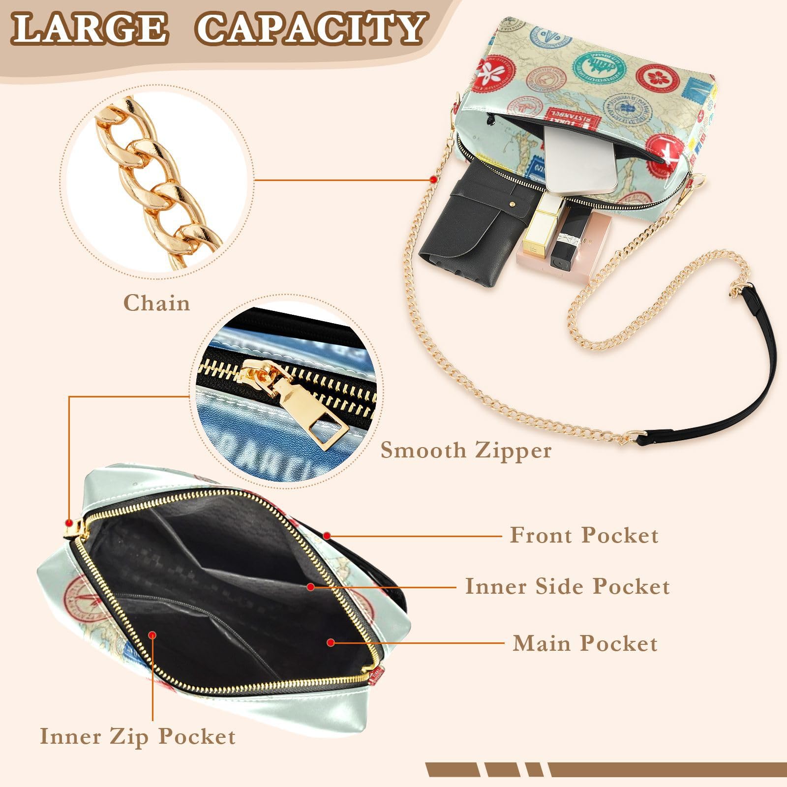 FRODOTGV Damska torebka crossbody o pojemności 2,5 l