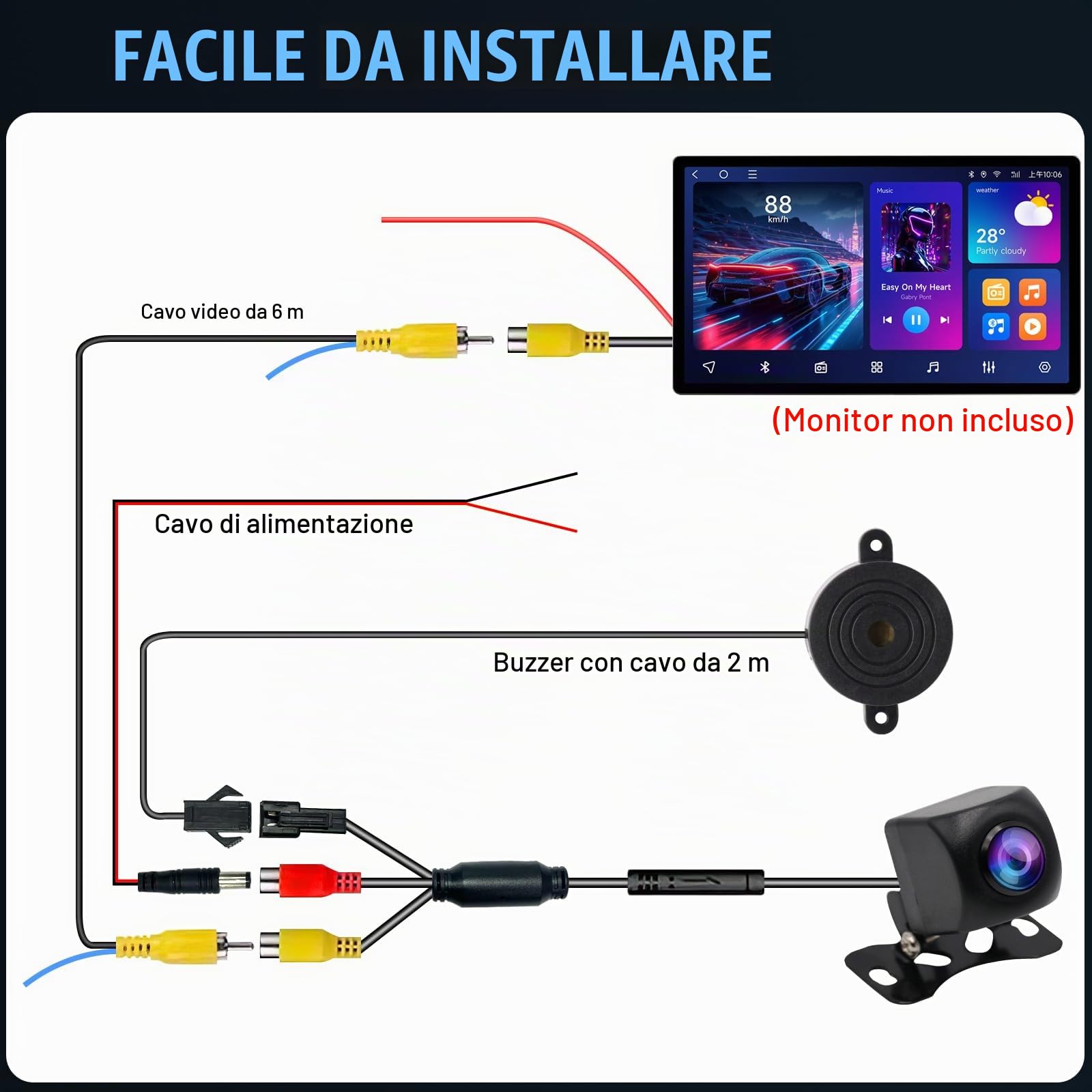 Retrocamera AHD 1080P，Telecamera Auto Impermeabili IP68 con Rotante 360°+45° Lente Retrocamera Auto 170° Grandangolo,Posteriore Auto Notturna Universale DC 12V-24V per SUV Camper,Cavo da 6 m (2)