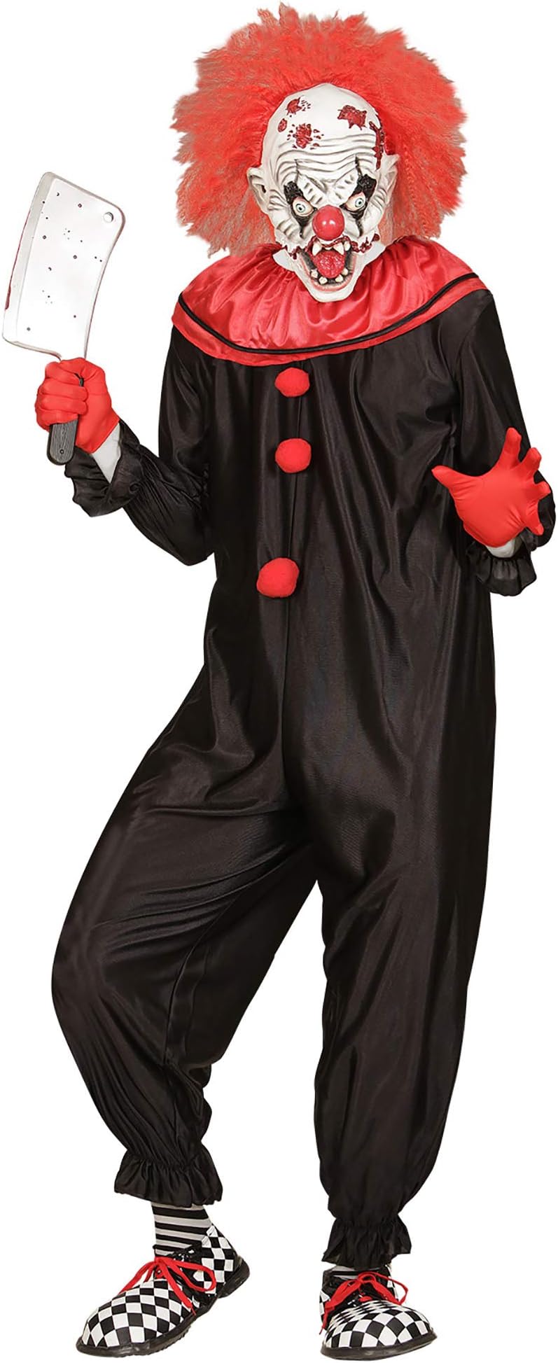 W WIDMANN MILANO Party Fashion - Horror Clown Costume for Men, Killer, Psycho, Circus, Halloween, Carnival, Theme Parties