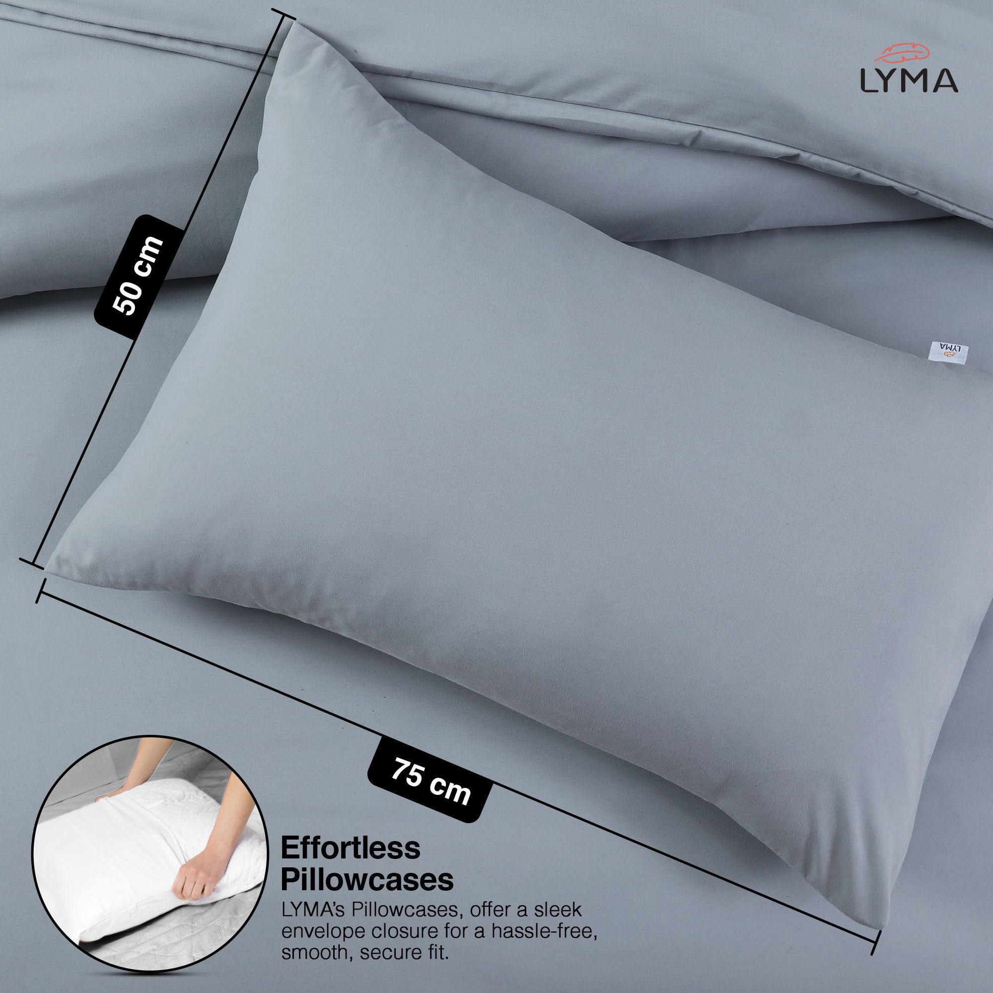 LYMA Pillow Cases Pack of 2 & 4,Ultra Soft Breathable Housewife & Oxford Cover - Image 4