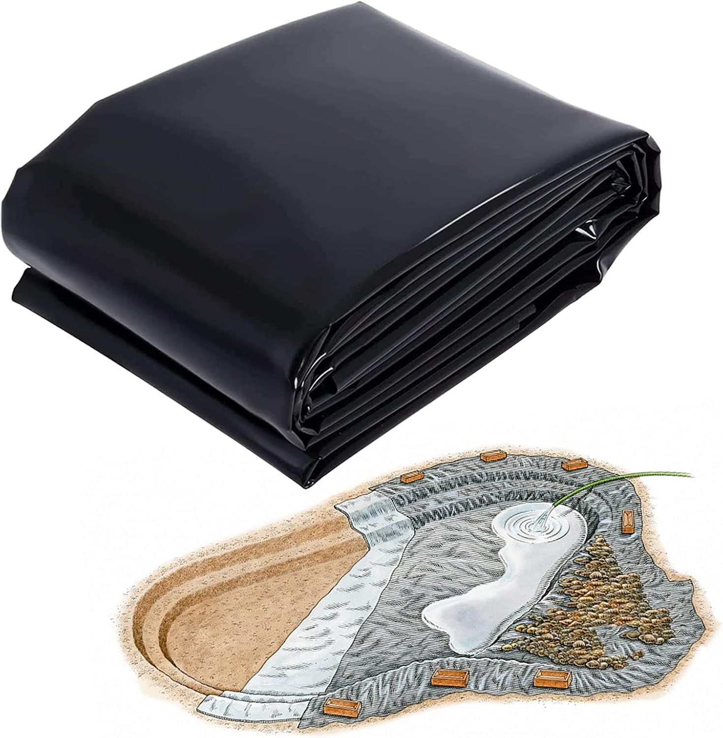 OCAZI 20 Mil Pond Liner HDPE Fish Rubber Liners for Outdoor