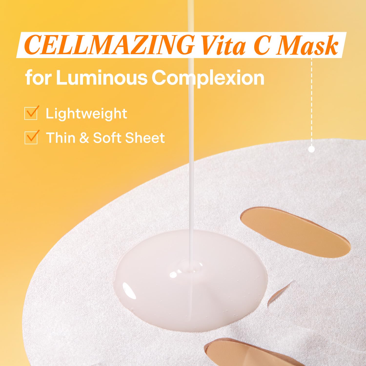 Torriden CELLMAZING Vita C Facial Mask (10 Sheets) | Radiance & Glow Boosting Korean Sheet Mask | Improving Overall Skin Tone | 5D Vitamin C + Niacinamide | Korean Face Mask