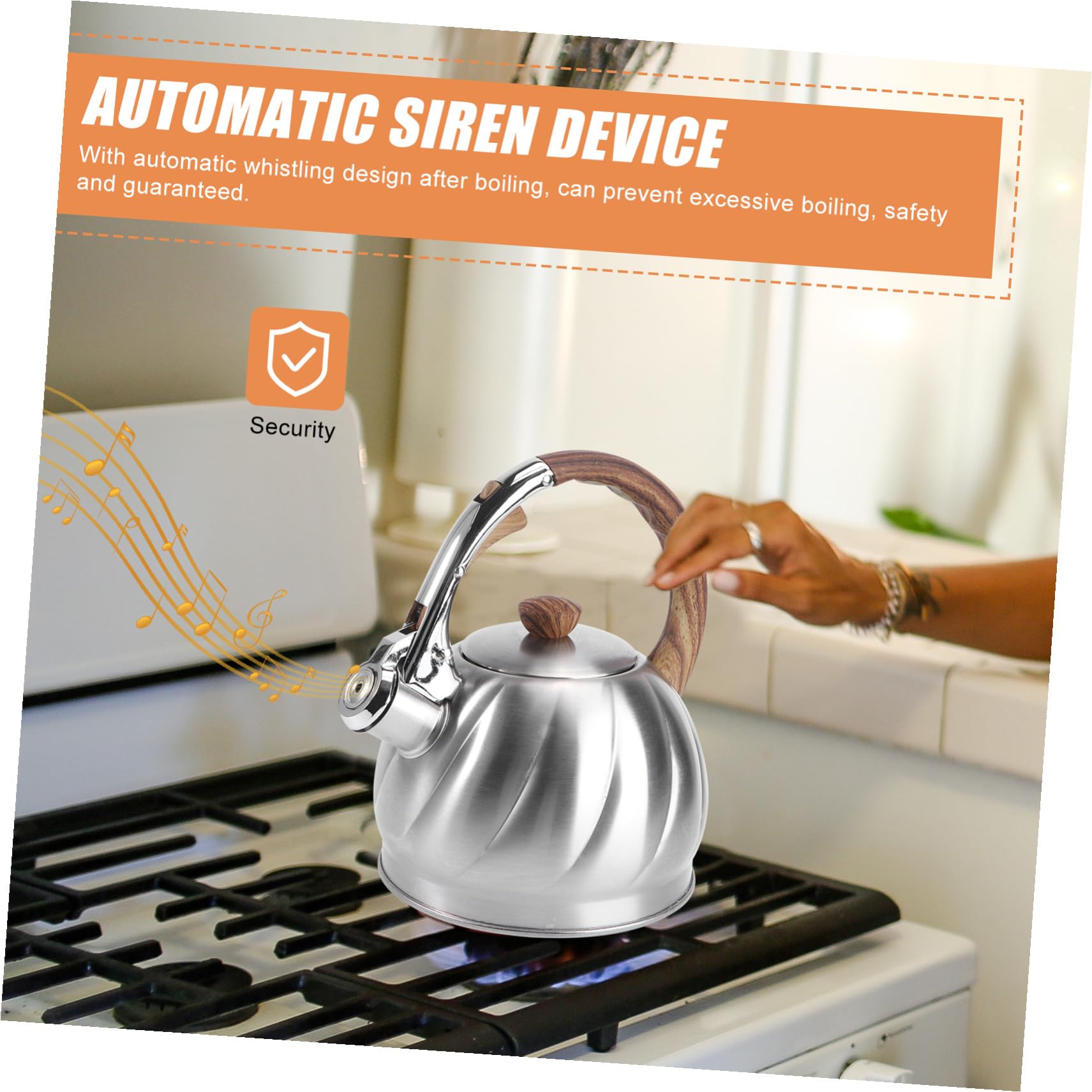 VALICLUD Tetera de Acero Inoxidable con Silbato Automático para Cocina Resistente y Práctica Compatible con Fogones Inducción Segura para Uso Diario