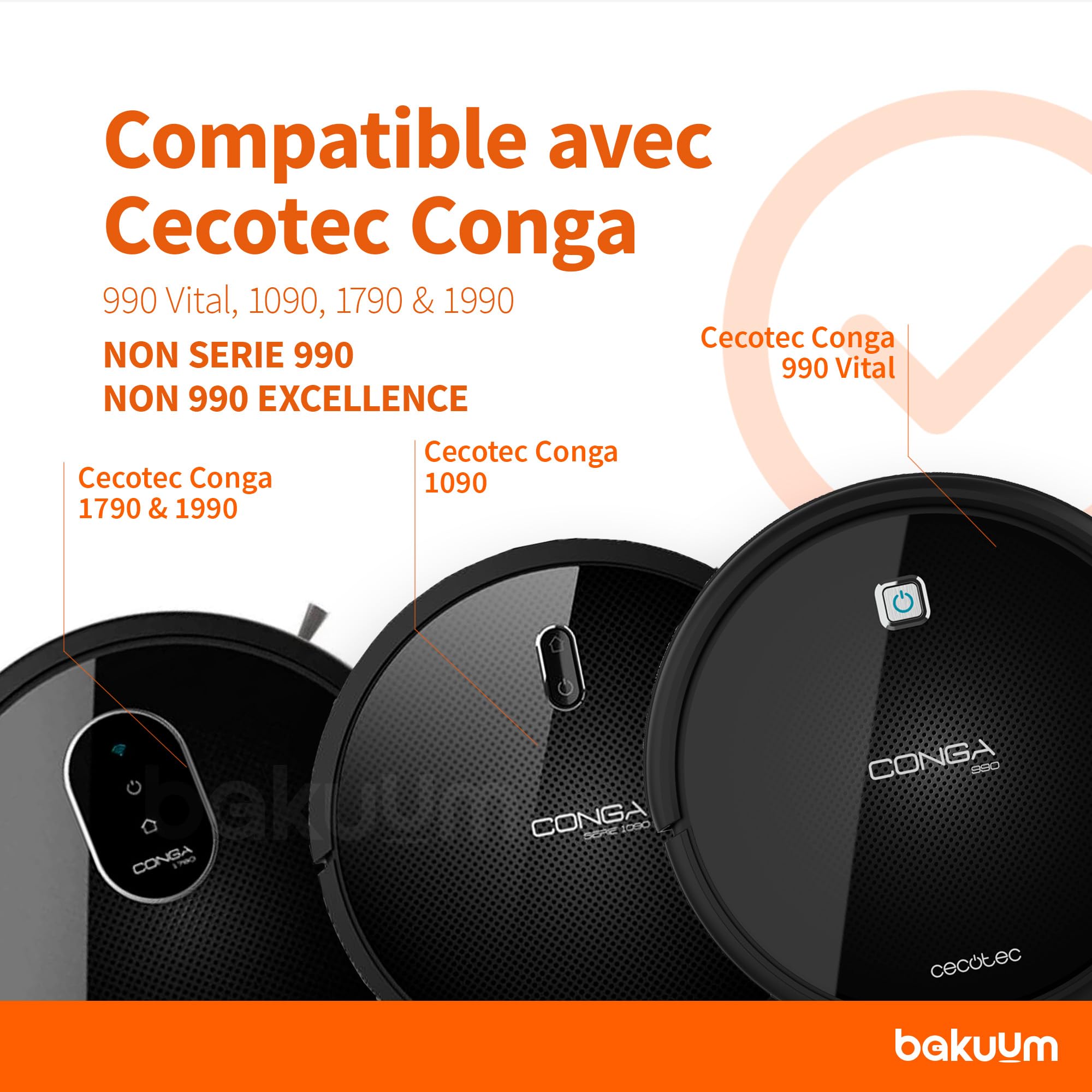 Image secondaire de Rouleau Central Multifonction BAKUUM pour Robots Conga 1090, 1790, 1990 et 990 VITAL