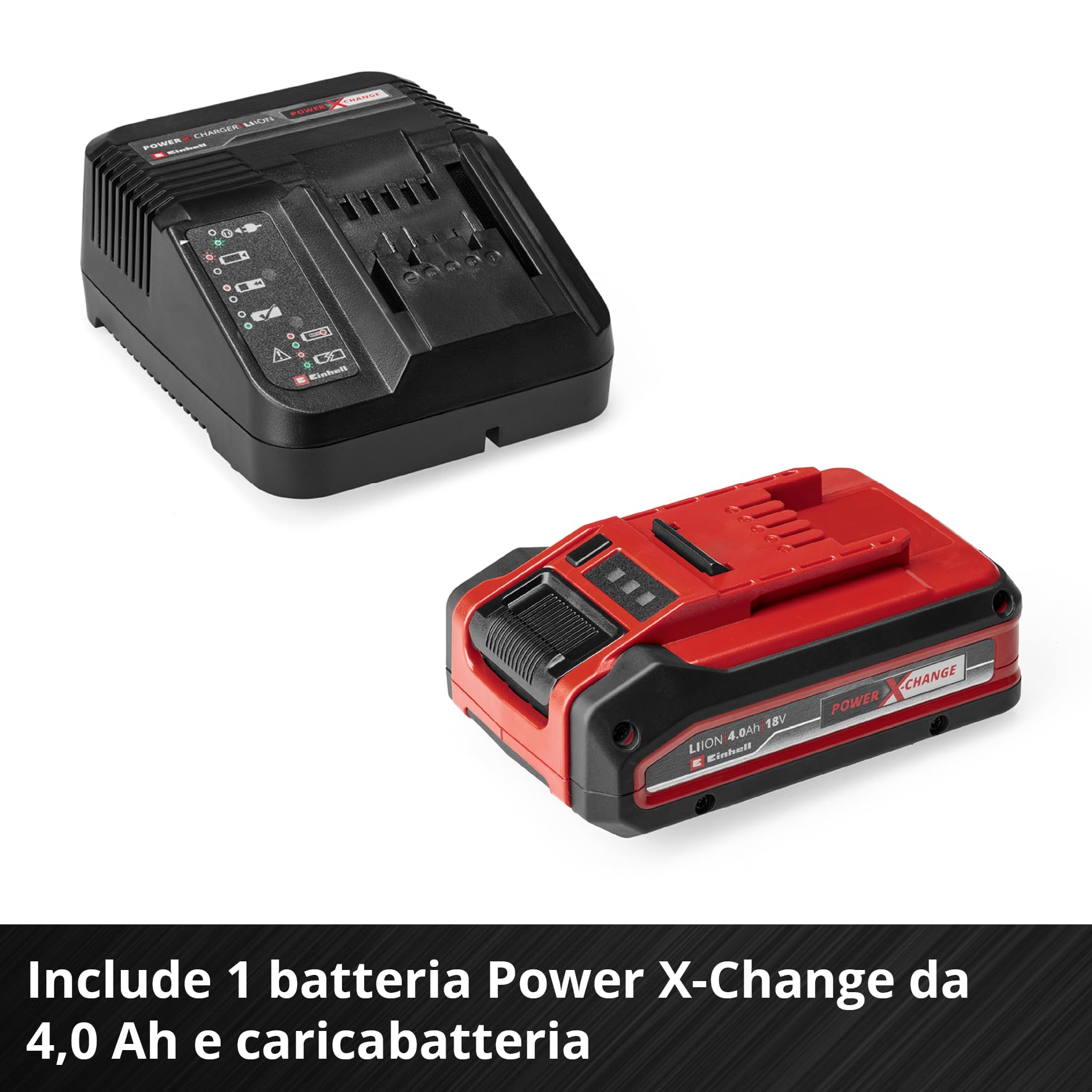 Einhell Smerigliatore angolare a batteria TE-AG 18/125-2 Li (1x 4,0 Ah) Power X-Change (18 V, 44 Nm, mandrino autoserrante da 33 mm, 20 livelli di coppia, incl. 2 batterie 4,0 Ah + caricabatterie)