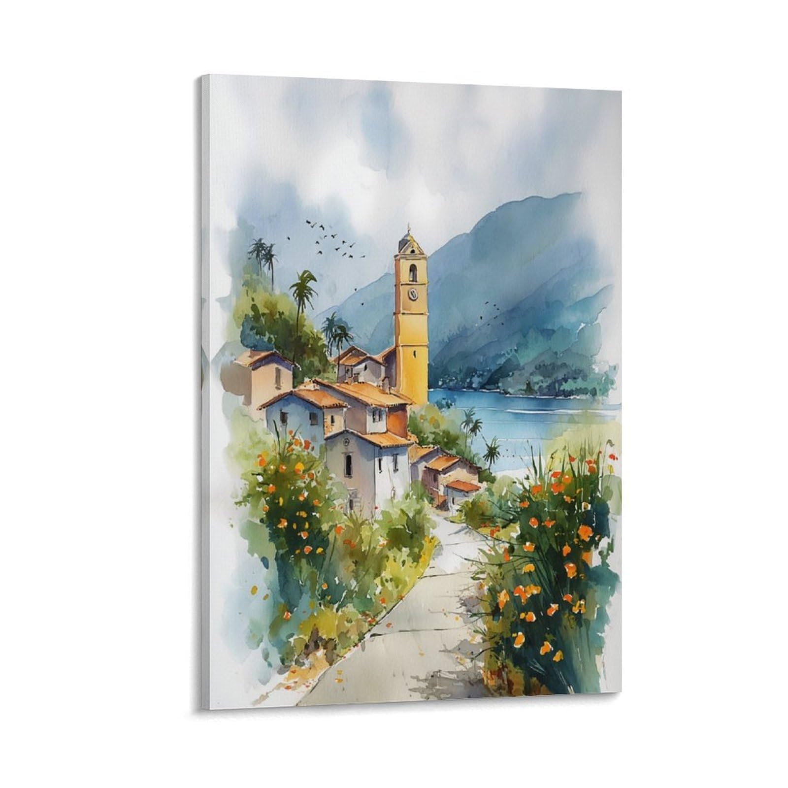 XWYMXZ Nicaragua City Watercolor 20x30inch(50x75cm) Vintage Travel Poster Watercolor Canvas Art