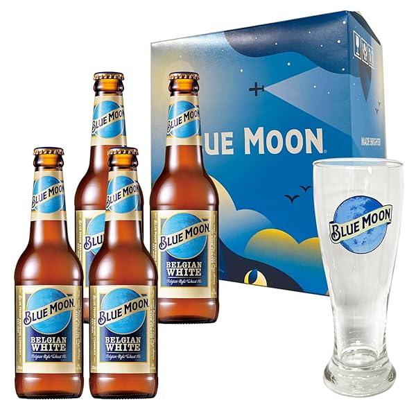 BLUE MOON (ブルームーン) (オレンジの味わい 無濾過ホワイトエールビール) (オリジナルグラス付×1個) [ アメリカ 330ml×4本 瓶 1箱 ]