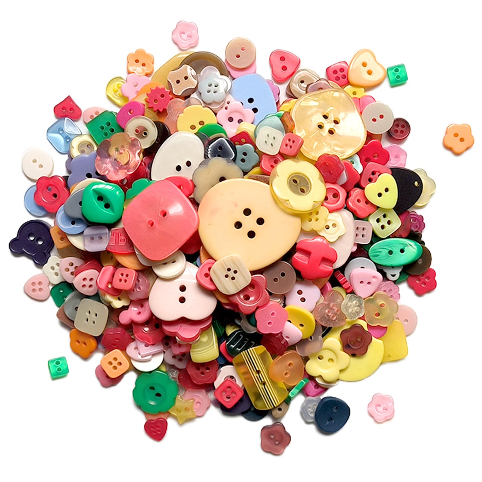 About 300-350 pcs Round Resin Buttons Assorted Sizes for Crafts Sewing DIY Manual Button Painting DIY Handmade Ornament Buttons, 2 Holes and 4 Holes (Mixed Color)