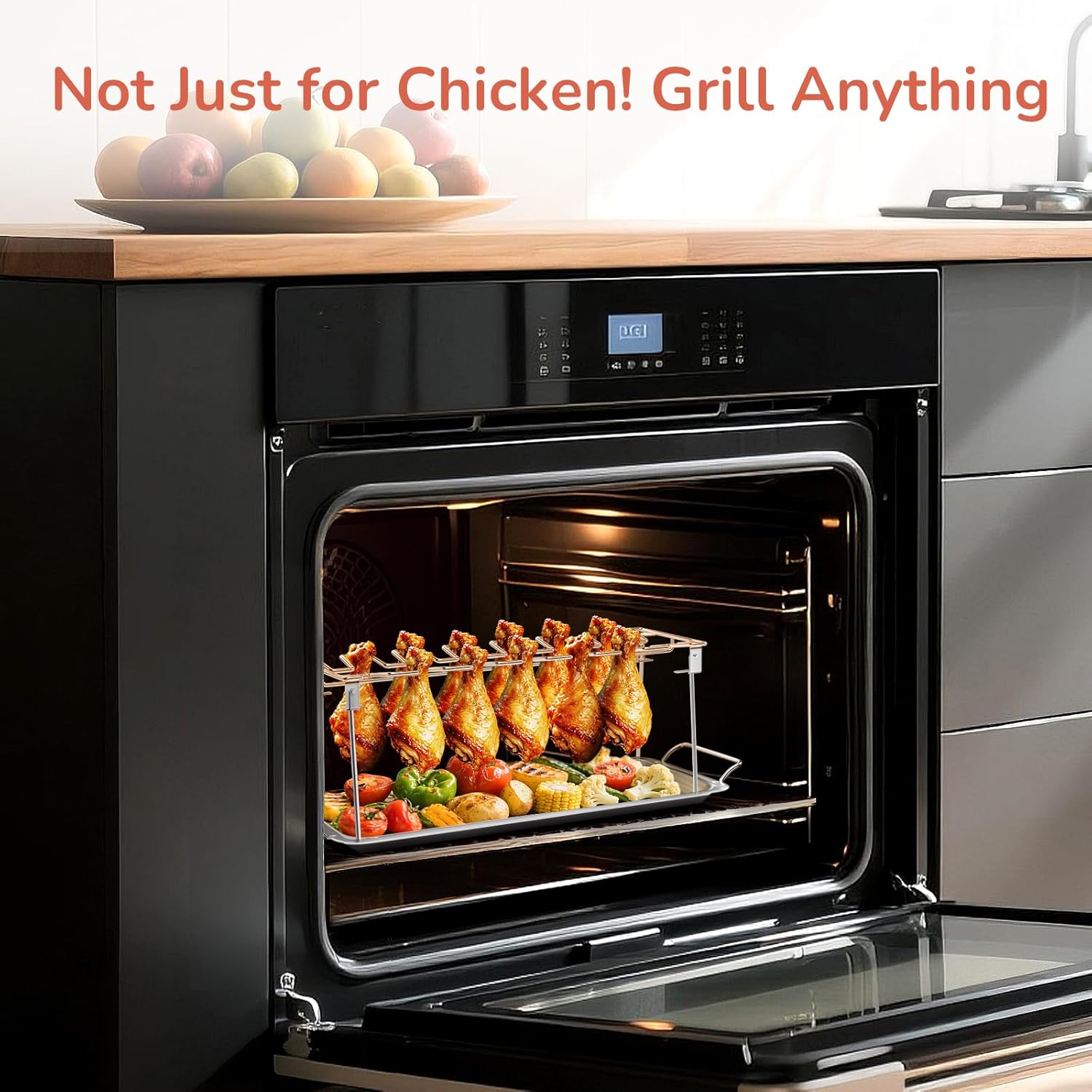 BBQ Set - Grill Basket Set & 14-Slot Chicken Leg Rack