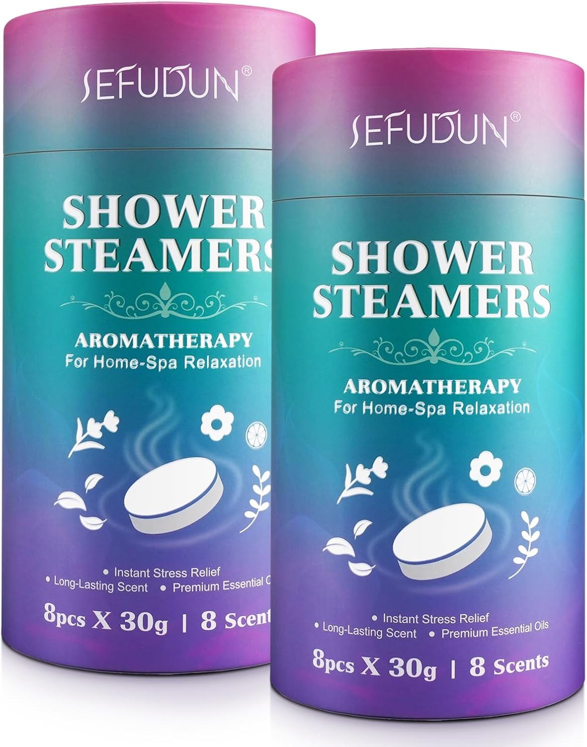 Shower Steamers Aromatherapy 8 Packs, Long-Lasting 8 Scents Shower Bombs with Essential Oils for Home-Spa Relaxation, Stress Relief Shower Tablets, Shower Bombs Aromatherapy, Gifts for Friends (2PCS)