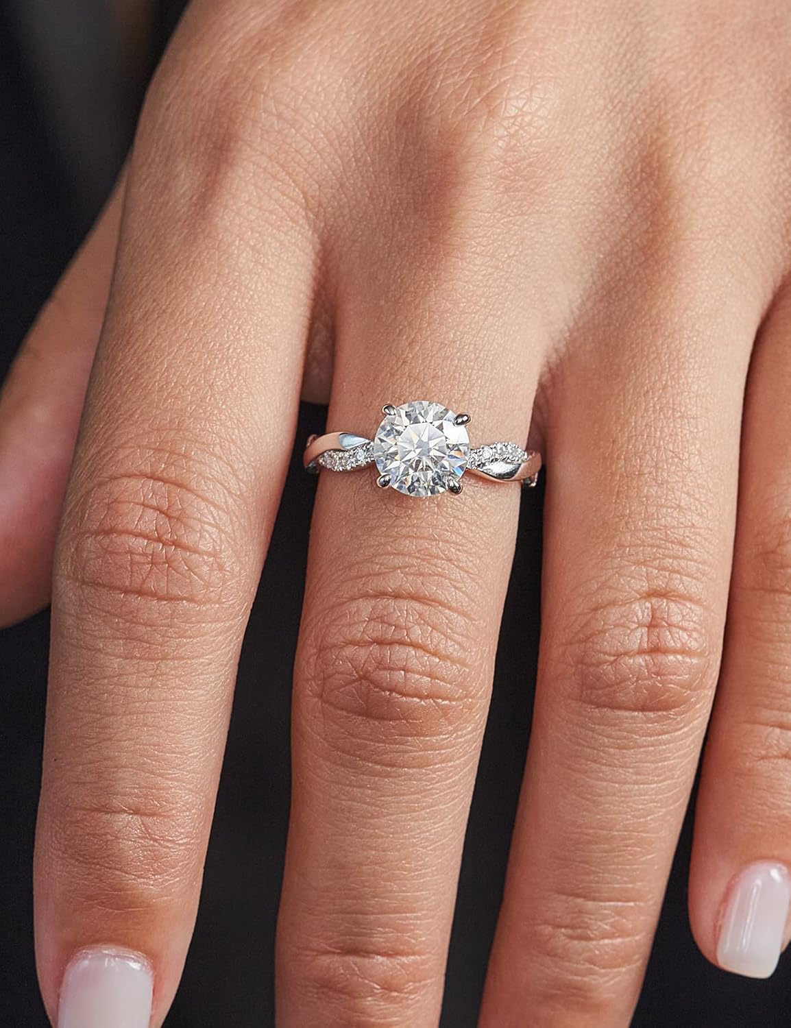 IMOLOVE Moissanite Wedding Engagement Ring for Women Twisted Rope Wedding Rings for Women Moissanite Rings for Women 1-2CT D Color VVS1 Clarity Promise Ring for Her with 18K Gold plated - Image 3